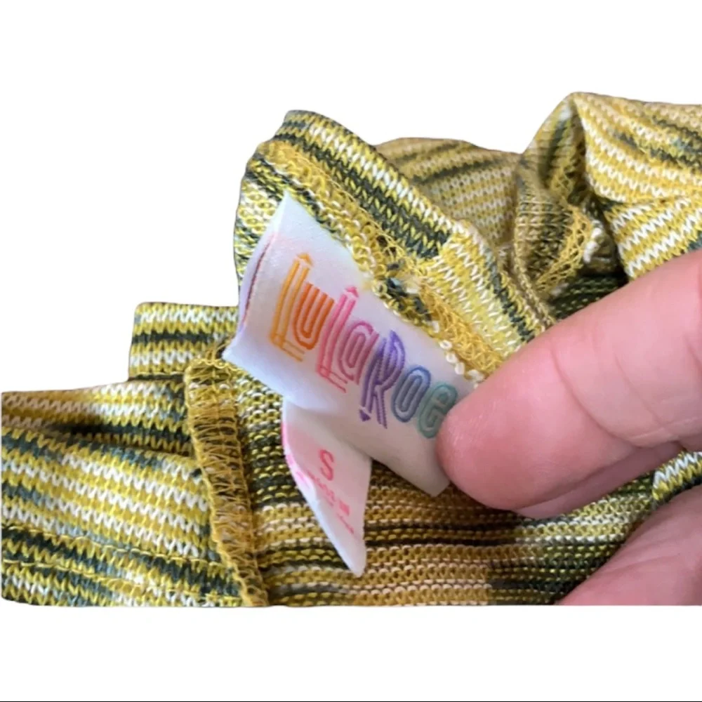 SzS Joy LulaRoe Green/Yellow Cardigan Vest NWT - Picture 5 of 7